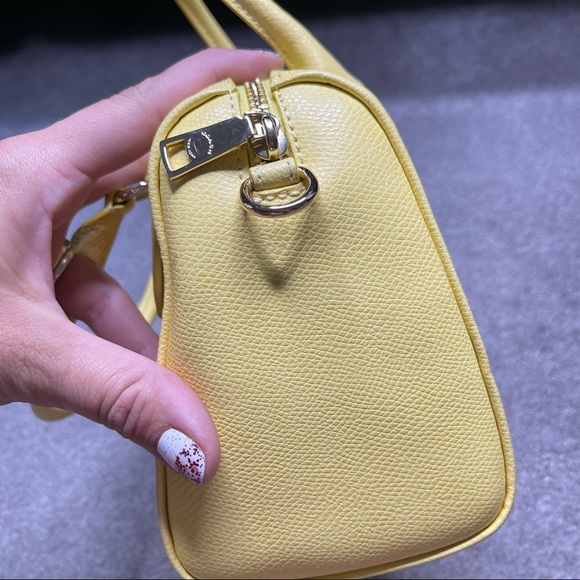COACH Canary Yellow Bennett Pebbled Leather Barrel Style Top Handle Handbag - Picture 5 of 12